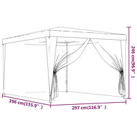vidaXL Partytält med 4 sidoväggar i nät 3x4 m HDPE blå