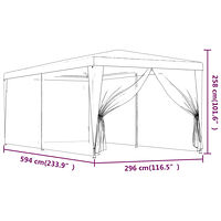 vidaXL Partytält med 6 sidoväggar i nät 3x6 m HDPE röd