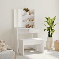 vidaXL Sminkbord set vit 74,5x40x141 cm