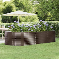 vidaXL Odlingslåda brun 291x140x68 cm galvaniserat stål