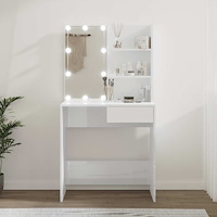 vidaXL Sminkbord med LED vit högglans 74,5x40x141 cm