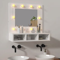 vidaXL Spegelskåp med LED vit högglans 60x31,5x62 cm