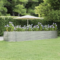 vidaXL Odlingslåda silver 447x140x68 cm galvaniserat stål
