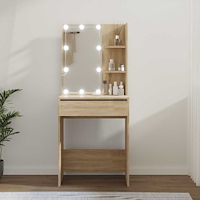 vidaXL Spegelskåp med LED sonoma-ek 60x40x140 cm