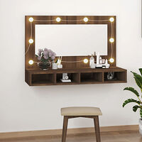 vidaXL Spegelskåp med LED brun ek 90x31,5x62 cm