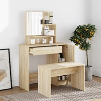 vidaXL Sminkbord set sonoma-ek 86,5x35x136 cm
