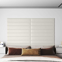 vidaXL Väggpaneler 12 st gräddvit 90x15 cm sammet 1,62 m²