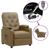 vidaXL Elektrisk reclinerfåtölj cappuccino konstläder