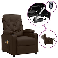 vidaXL Elektrisk massagefåtölj brun konstläder