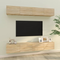 vidaXL Väggmonterade tv-bänkar 4 delar sonoma-ek 100x30x30 cm