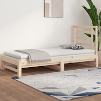 vidaXL Utdragbar dagbädd 2x(90x200) cm massiv furu