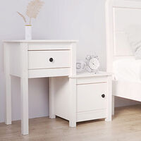 vidaXL Sängbord vit 79,5x38x65,5 cm massiv furu