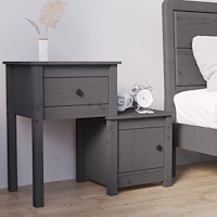 vidaXL Sängbord grå 79,5x38x65,5 cm massiv furu