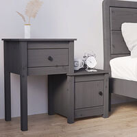 vidaXL Sängbord grå 79,5x38x65,5 cm massiv furu