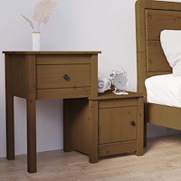vidaXL Sängbord honungsbrun 79,5x38x65,5 cm massiv furu