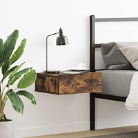 vidaXL Svävande sängbord rökfärgad ek 40x30x15 cm konstruerat trä