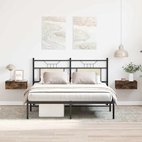 vidaXL Svävande sängbord 2 st rökfärgad ek 40x30x15 cm konstruerat trä