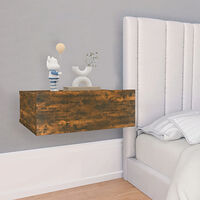 vidaXL Svävande sängbord 2 st rökfärgad ek 40x30x15 cm konstruerat trä