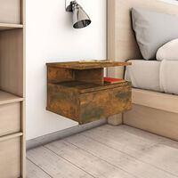 vidaXL Svävande sängbord rökfärgad ek 40x31x27 cm konstruerat trä