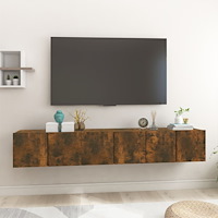 vidaXL Hängande TV-skåp 3 st rökfärgad ek 60x30x30 cm