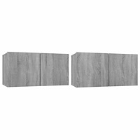 vidaXL | TV-bänkset | 2 pcs Grå 60 x 30 x 30 cm Konstruerat trä