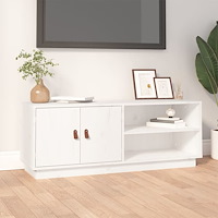 vidaXL Tv-bänk vit 105x34x40 cm massiv furu