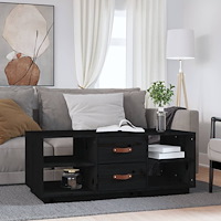 vidaXL Soffbord svart 100x50x41 cm massiv furu