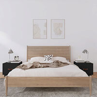 vidaXL Sängbord 2 st svart 40x34x35 cm massiv furu