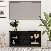 vidaXL Tv-bänk svart 103x36,5x52 cm massiv furu