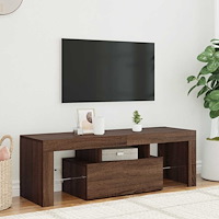 vidaXL Tv-bänk med LED-belysning brun ek 120x35x40 cm