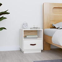 vidaXL Sängbord vit 40x34x45 cm massivt furuträ