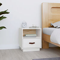 vidaXL Sängbord vit 40x34x45 cm massivt furuträ