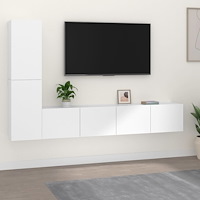 vidaXL Tv-bänk 4 delar vit konstruerat trä