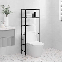vidaXL Toaletthylla med 2 hyllplan svart 53,5x28x143 cm järn