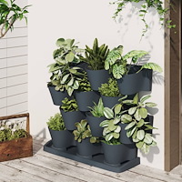 vidaXL Vertikal trädgård 12 krukor antracit polypropylen