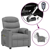 vidaXL Elektrisk massagefåtölj ljusgrå tyg