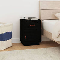 vidaXL Sängbord svart 40x34x55 cm massiv furu