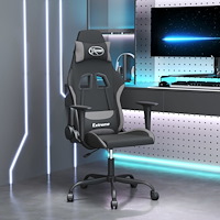 vidaXL Gamingstol med massage svart och ljusgrå tyg