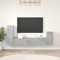 vidaXL Tv-skåp 4 delar betonggrå konstruerat trä