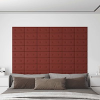 vidaXL Väggpaneler 12 st vinröd 30x15 cm konstläder 0,54 m²