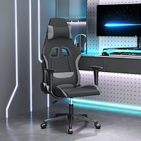 vidaXL Gamingstol med massage svart och ljusgrå tyg