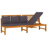 vidaXL Dagbädd med gråa dynor 200x60x75 cm massivt akaciaträ