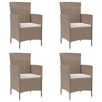 vidaXL Trädgårdsstolar med dynor 4 st konstrotting beige