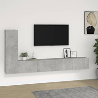vidaXL Tv-skåp 3 delar betonggrå konstruerat trä