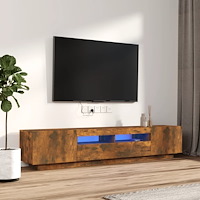 vidaXL TV-skåp 2 delar med LED rökfärgad ek konstruerat trä