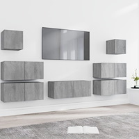 vidaXL Tv-skåp 7 delar grå sonoma konstruerat trä