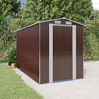 vidaXL Trädgårdsskjul mörkbrun 192x357x223 cm galvaniserat stål