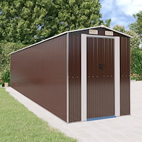 vidaXL Trädgårdsskjul mörkbrun 192x855x223 cm galvaniserat stål