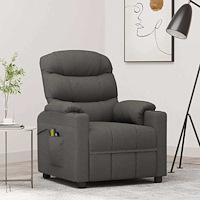 vidaXL Elektrisk massagefåtölj mörkgrå tyg