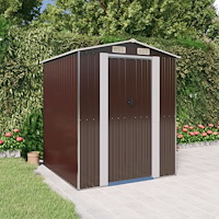 vidaXL Trädgårdsskjul mörkbrun 192x191x223 cm galvaniserat stål